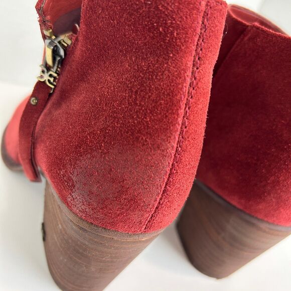 Sam Edelman Macon Suede Ankle Booties Rust Spiced Red Zip Side Fall Boots 8.5 - Picture 7 of 11